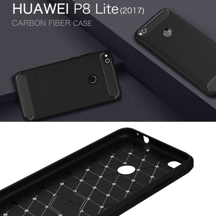 For Huawei  P8 Lite (2017) Brushed Carbon Fiber Texture Shockproof TPU Protective Case(Dark Blue) - Huawei Cases by PMC Jewellery | Online Shopping South Africa | PMC Jewellery | Buy Now Pay Later Mobicred