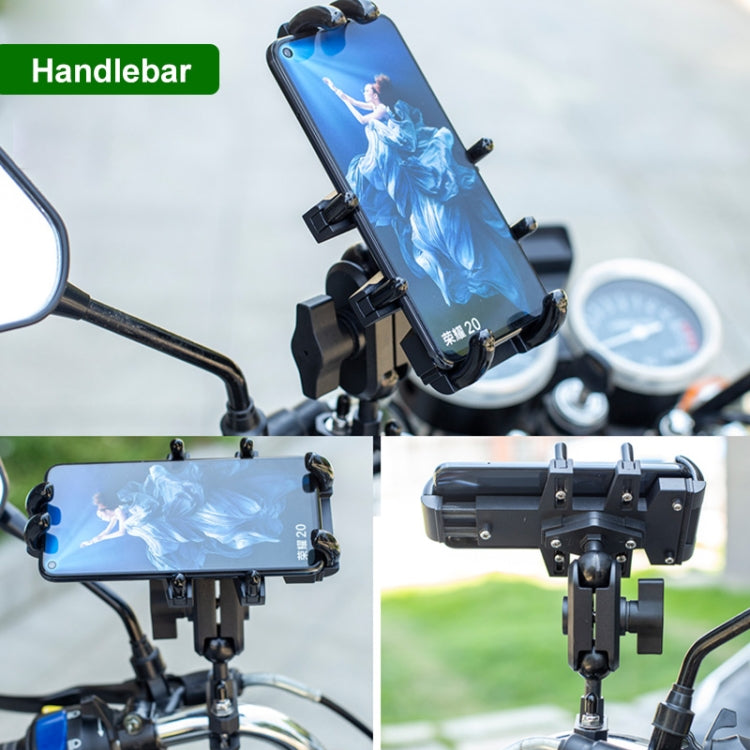U-shaped Bolt Ball-Head Motorcycle Handlebar Multi-function Eight-jaw Aluminum Phone Navigation Holder Bracket with Anti-theft Knobs - free shipping - PMC TechLife - Order now!