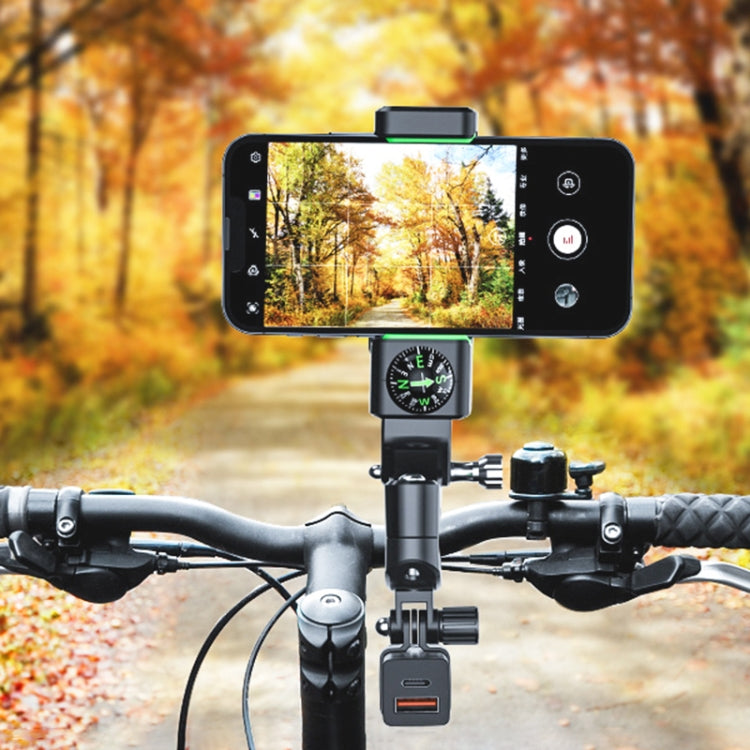 Motorcycle Spherical Compass Phone Holder, Handlebar with Light (Black) - Holder by PMC TechLife | Online Shopping South Africa | PMC TechLife | Buy Now Pay Later Mobicred