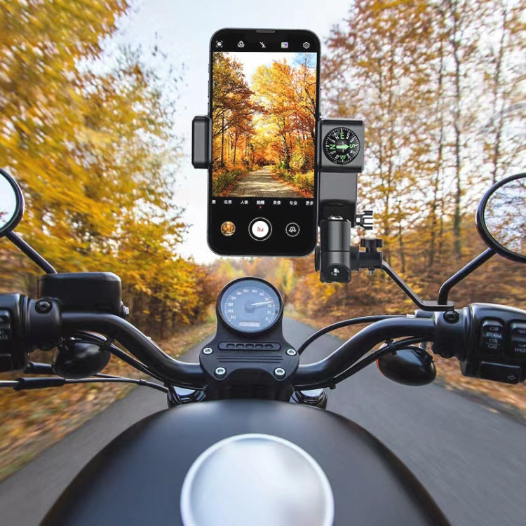 Motorcycle Spherical Compass Phone Holder, Rearview Mirror without Light (Black) - Holder by PMC TechLife | Online Shopping South Africa | PMC TechLife | Buy Now Pay Later Mobicred