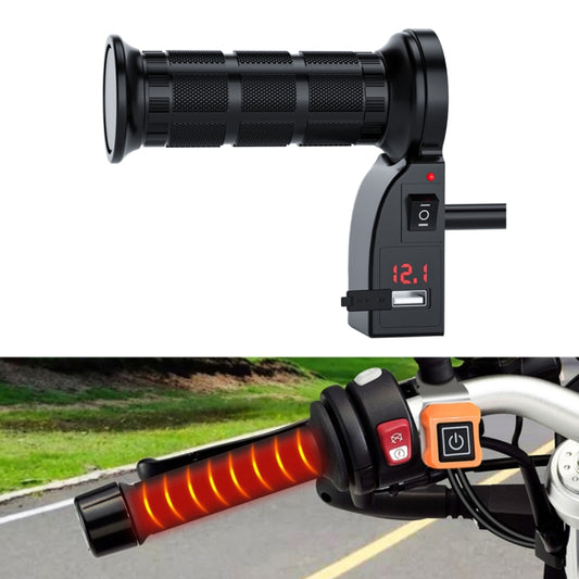 CS-503A1 Motorcycle Modified Electric Heating Hand Cover Heated Grip Handlebar with Digital Voltmeter(Red) - Grips by PMC Jewellery | Online Shopping South Africa | PMC Jewellery | Buy Now Pay Later Mobicred