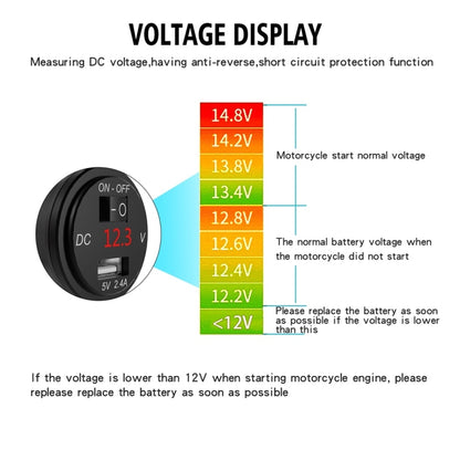 ZH-975B1 Motorcycle Aluminum Alloy Waterproof Mobile Phone Single USB Charger with Red Voltmeter(Black) - Battery Charger by PMC Jewellery | Online Shopping South Africa | PMC Jewellery | Buy Now Pay Later Mobicred