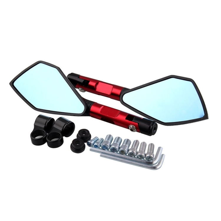Modified Motorcycle Aluminium Alloy Rhombus Reflective Light Side Rearview Mirror (Red) - Side Mirrors by PMC Jewellery | Online Shopping South Africa | PMC Jewellery | Buy Now Pay Later Mobicred