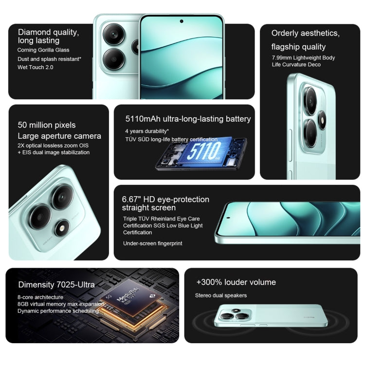 Xiaomi Redmi Note 14 5G, 6GB+128GB, 6.67 inch Xiaomi HyperOS Mediatek Dimensity 7025-Ultra Octa Core, Network: 5G (White) - free shipping - PMC Jewellery - Order now!