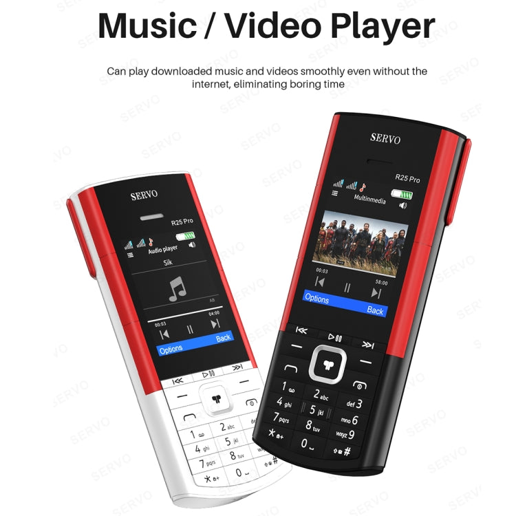 SERVO R25 Pro Mobile Phone with TWS Bluetooth Headsets, 2.4 inch, 24 Keys, Support Bluetooth, Quick Dial, Auto Response, FM, Flashlight, GSM, Dual SIM (Black Red) - SERVO by SERVO | Online Shopping South Africa | PMC Jewellery | Buy Now Pay Later Mobicred