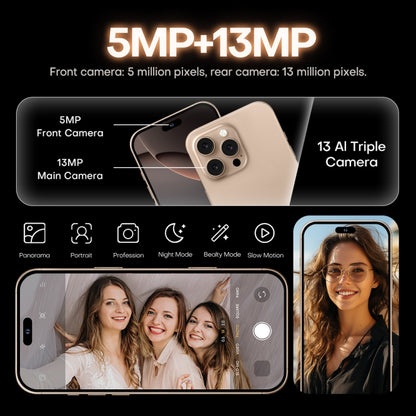 i16 Pro Max / A08, 3GB+32GB, 6.73 inch Screen, Face Identification, Android 8.1 MTK6753 Octa Core, Network: 3G, Dual SIM, EU Plug (Gold) -  by PMC Jewellery | Online Shopping South Africa | PMC Jewellery | Buy Now Pay Later Mobicred