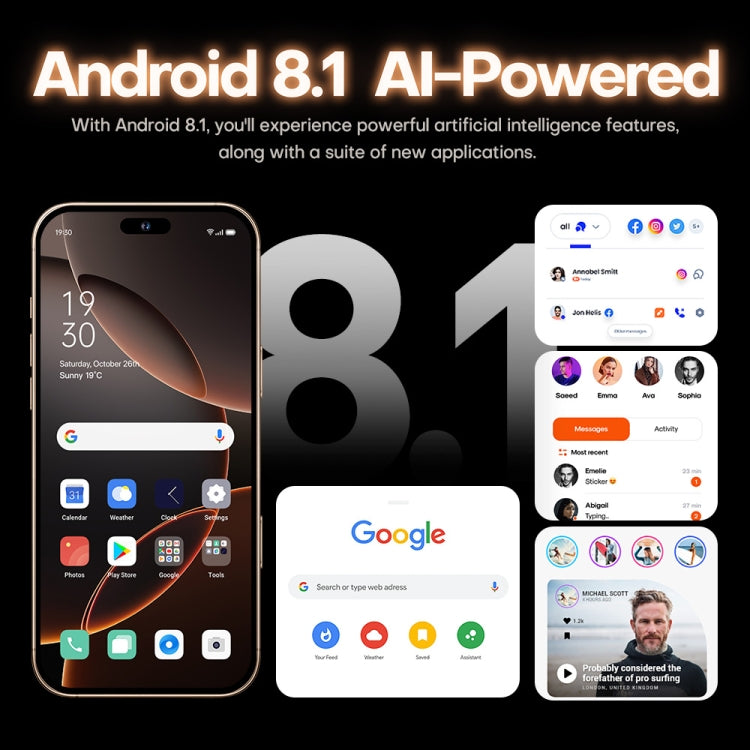 i16 Pro Max / A08A, 3GB+64GB, 6.73 inch Screen, Face Identification, Android 8.1 MTK6753 Octa Core, Network: 4G, Dual SIM, UK Plug (Gold) - free shipping - PMC Jewellery - Order now!