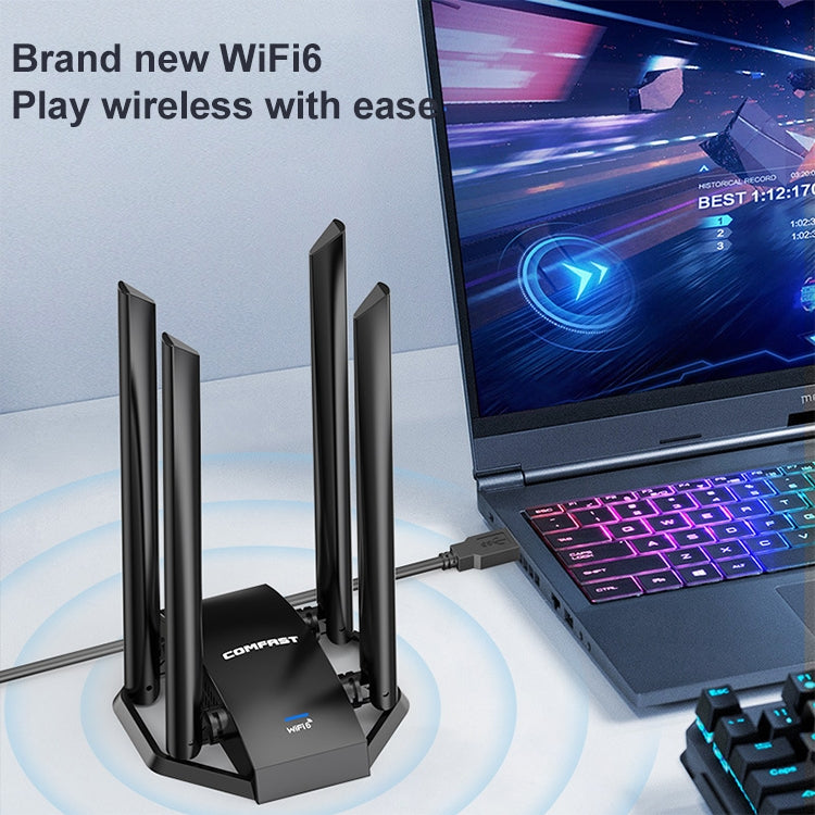 COMFAST CF-966AX Free-drive Dual Band 1800Mbps USB3.0 High Power Wireless WiFi 6 Adapter - USB Network Adapter by COMFAST | Online Shopping South Africa | PMC Jewellery | Buy Now Pay Later Mobicred