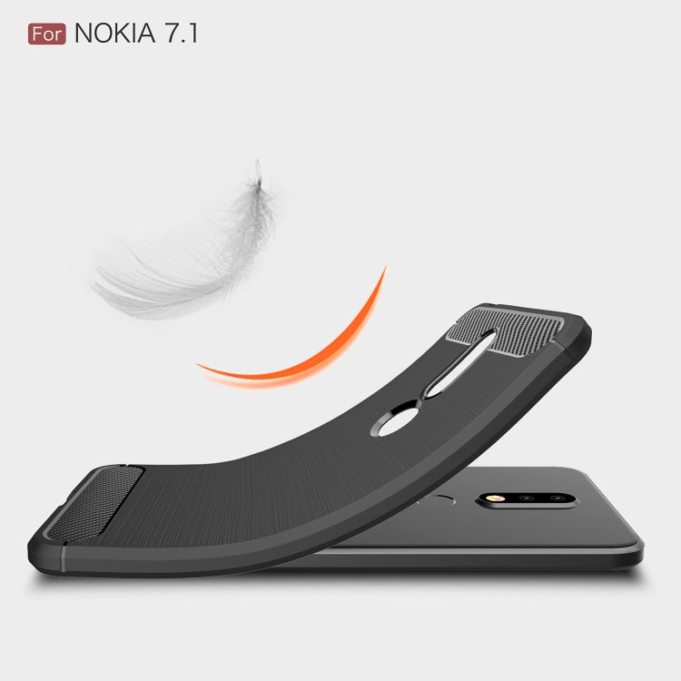 Brushed Texture Carbon Fiber Soft TPU Case for Nokia 7.1(Red) - free shipping - PMC TechLife - Order now!