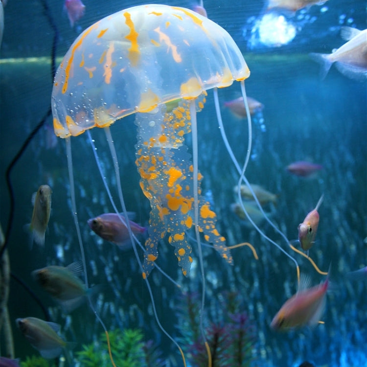 Aquarium Articles Decoration Silicone Simulation Fluorescent Sucker Jellyfish, Size: 5*17cm(Orange) - free shipping - PMc TechLife - Order now!