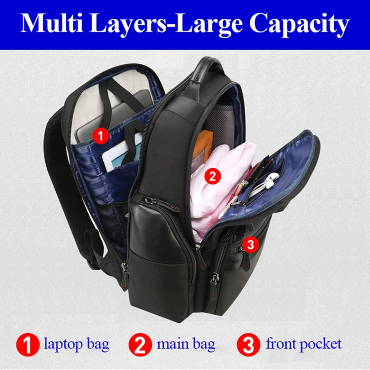 Bopai 851-014211 Business Anti-theft Waterproof Three-layer Large Capacity Double Shoulder Bag,with USB Charging Port, Size: 35.5x24x45cm (Black) - 15.6 - 17 inch by Bopai | Online Shopping South Africa | PMC Jewellery | Buy Now Pay Later Mobicred