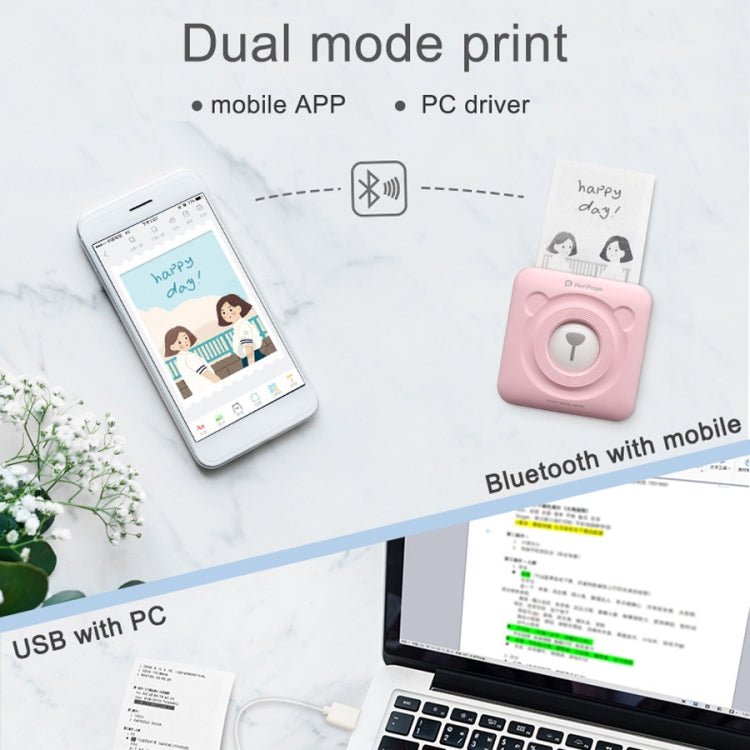 Peripage A6 Portable Inkless Pocket Thermal Bluetooth Printer(Pink) - Printer by PMC TechLife | Online Shopping South Africa | PMC TechLife | Buy Now Pay Later Mobicred