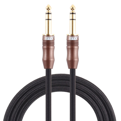 EMK 6.35mm Male to Male 4 Section Gold-plated Plug Cotton Braided Audio Cable for Guitar Amplifier Mixer, Length: 2m(Black) - Microphone Audio Cable & Connector by EMK | Online Shopping South Africa | PMC Jewellery | Buy Now Pay Later Mobicred