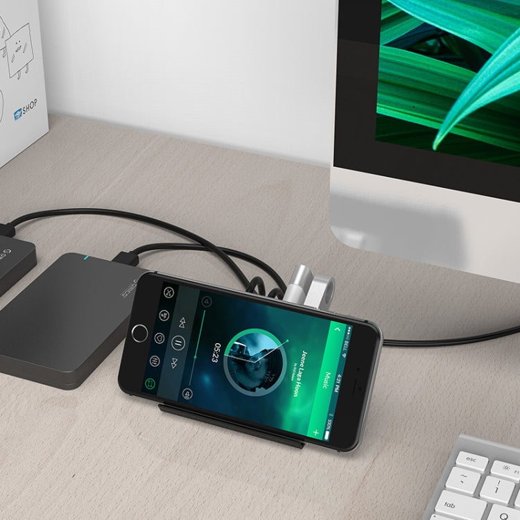 ORICO SHC-U3 ABS Material Desktop 4 Ports USB 3.0 HUB with Phone / Tablet Holder & 1m USB Cable & LED Indicator - USB 3.0 HUB by ORICO | Online Shopping South Africa | PMC Jewellery | Buy Now Pay Later Mobicred