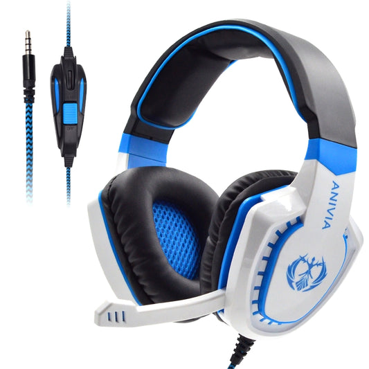 SADES AH-28 3.5mm Plug Wire-controlled Noise Reduction E-sports Gaming Headset with Retractable Microphone, Cable Length: 2m(White Blue) - Multimedia Headset by SADES | Online Shopping South Africa | PMC Jewellery | Buy Now Pay Later Mobicred