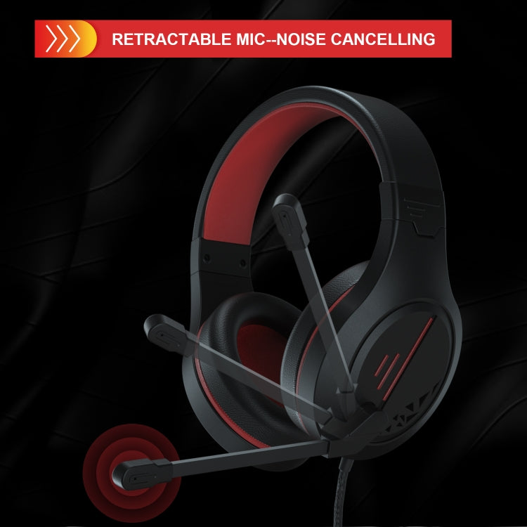 SADES MH601 3.5mm Plug Wire-controlled Noise Reduction E-sports Gaming Headset with Retractable Microphone, Cable Length: 2.2m(Black Red) - Multimedia Headset by SADES | Online Shopping South Africa | PMC Jewellery | Buy Now Pay Later Mobicred