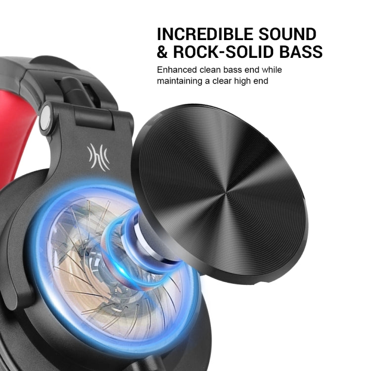 OneOdio A71 Head-mounted Noise Reduction Wired Headphone with Microphone (Black Red) - free shipping - PMC Jewellery - Order now!