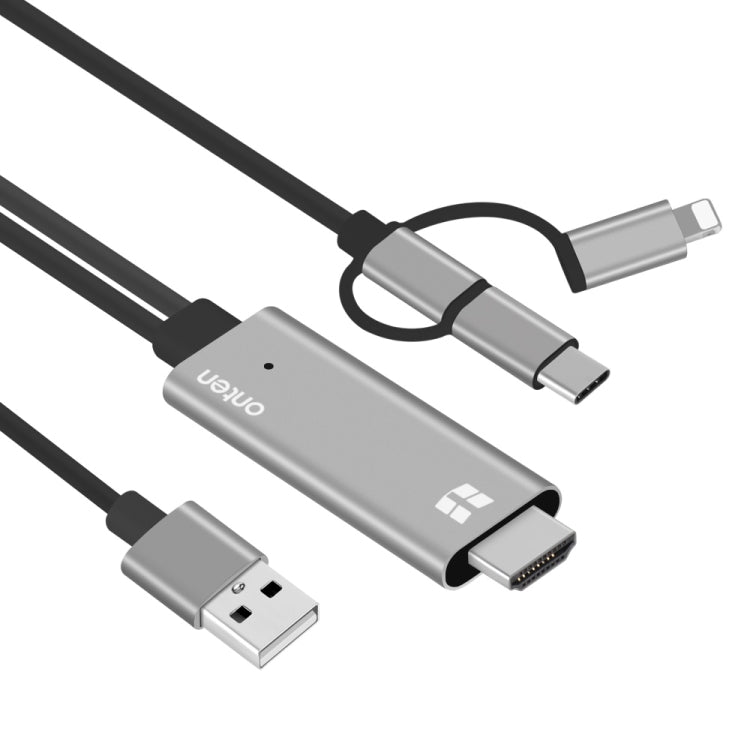Onten OTN-7537A 3 in 1 1080P Mobile HD Screen Player Adapter Cable(Grey) - free shipping - PMC TechLife - Order now!