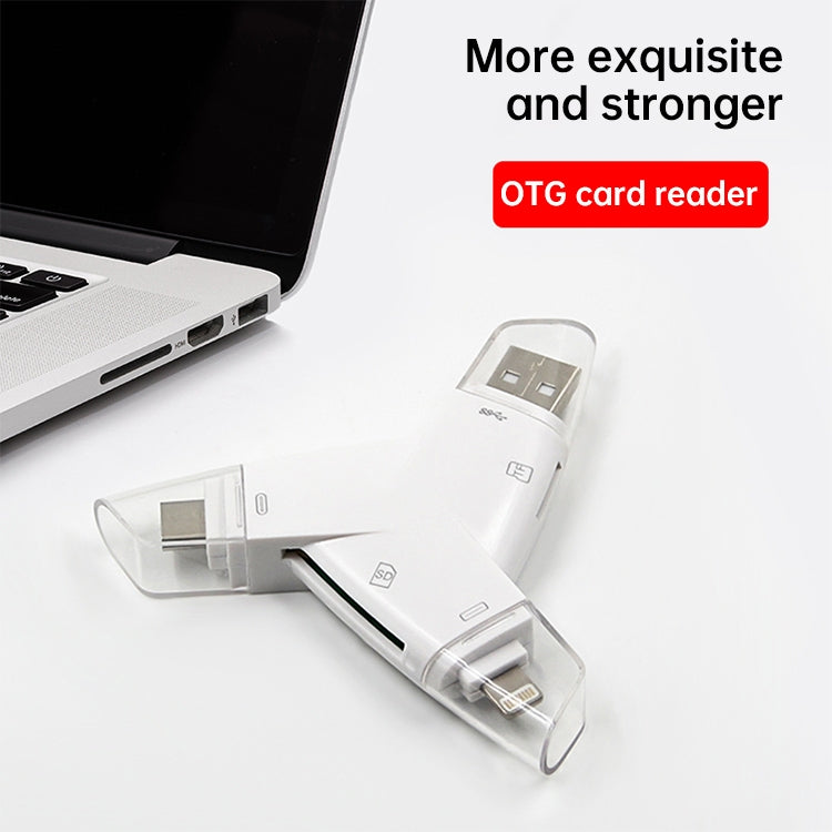 919 3 in 1 USB + USB-C / Type-C + 8 Pin Interfaces TF / SD Card Reader with OTG - U Disk & Card Reader by PMC Jewellery | Online Shopping South Africa | PMC Jewellery | Buy Now Pay Later Mobicred