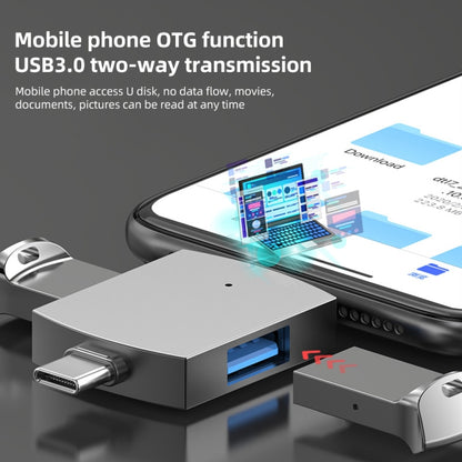 4 in 1 8 Pin + USB-C / Type-C Male to USB 3.0 + USB Female OTG Card Reader - Card Reader by PMC Jewellery | Online Shopping South Africa | PMC Jewellery | Buy Now Pay Later Mobicred