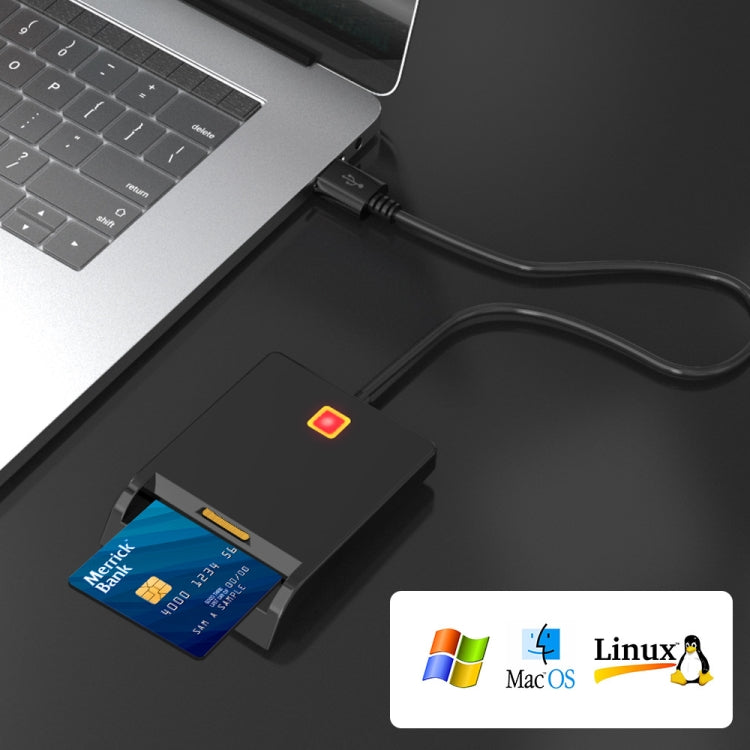 Rcoketek CR301 Smart CAC Card Reader USB 2.0 Bank Card SIM Card Tax Reader (Black) -  by PMC TechLife | Online Shopping South Africa | PMC TechLife | Buy Now Pay Later Mobicred
