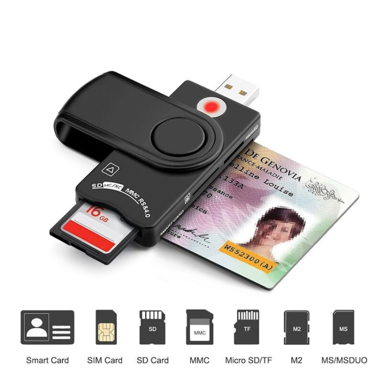 Rocketek SCR10 USB2.0 Smart Card / SD / TF / M2 / MS / SIM Card Reader -  by ROCKETEK | Online Shopping South Africa | PMC Jewellery | Buy Now Pay Later Mobicred