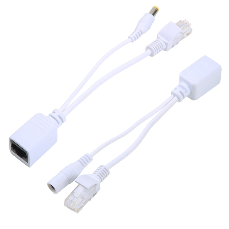 2 in 1 RJ45 POE Injector and Splitter Cable Set with 2.1x 5.5mm Female & Male DC Jack(White) - Cable & Adapter by PMC Jewellery | Online Shopping South Africa | PMC Jewellery