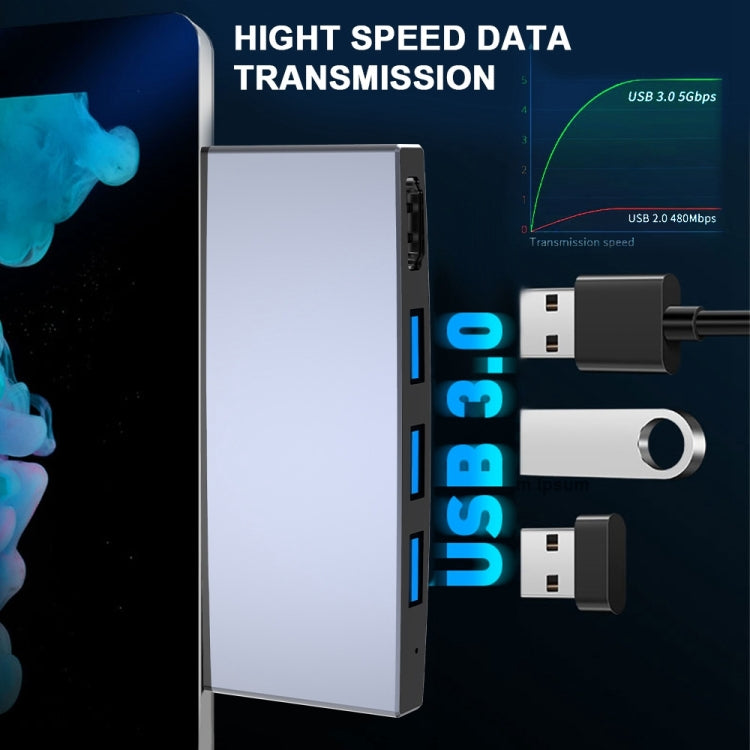 Rocketek SUR758 6 in 1 USB 3.0 / 4K HDMI / SD / TF HUB Adapter - USB 3.0 HUB by ROCKETEK | Online Shopping South Africa | PMC Jewellery | Buy Now Pay Later Mobicred