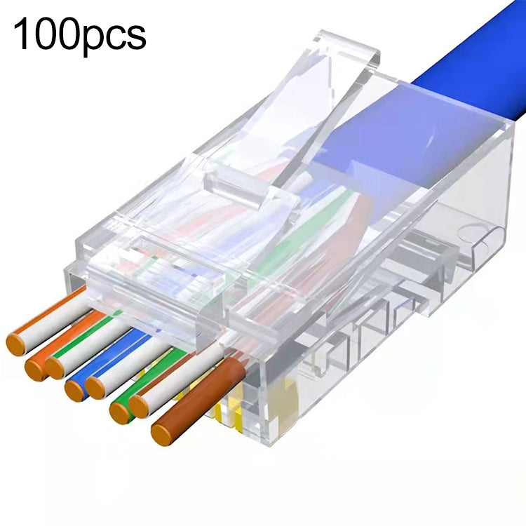 100pcs /Pack Cat5e RJ45 Connector Unshielded Pass Through Modular Plug, Gold: 3u - Lan Cable and Tools by PMC TechLife | Online Shopping South Africa | PMC TechLife | Buy Now Pay Later Mobicred
