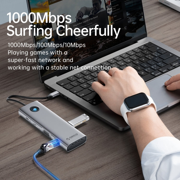 ORICO PW11-8PM Type-C / USB-C 8-in-1 5Gbps Multifunction Docking Station Card Reader (Dark Gray) - free shipping - PMC TechLife - Order now!