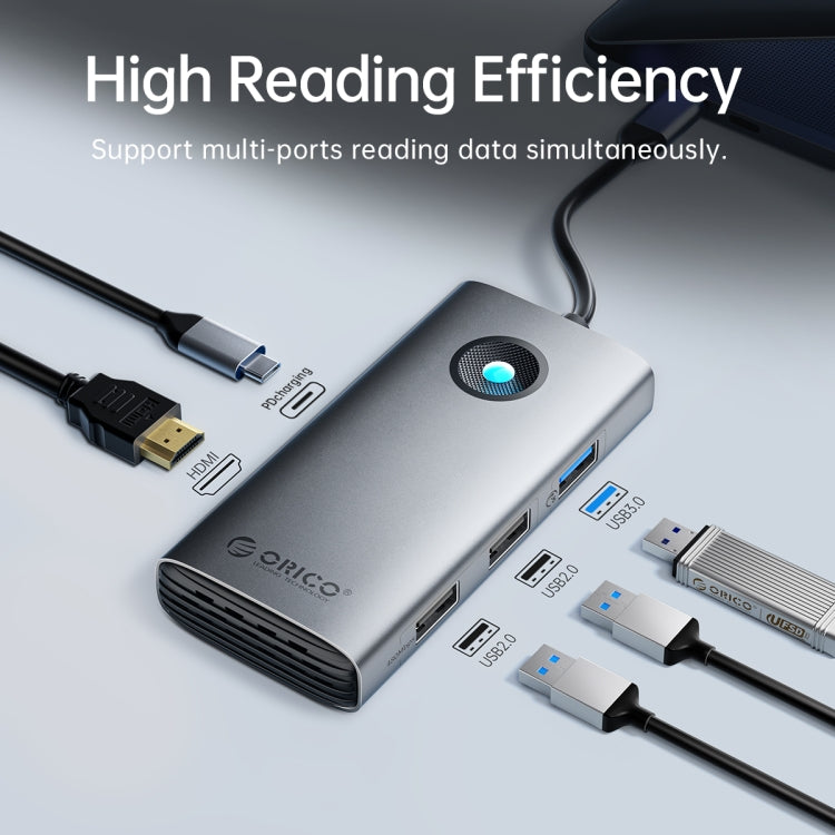 ORICO ORICO-PW11-6PCR R45 Type-C / USB-C 6-in-1 5Gbps Multifunction Docking Station (Dark Gray) - free shipping - PMC TechLife - Order now!
