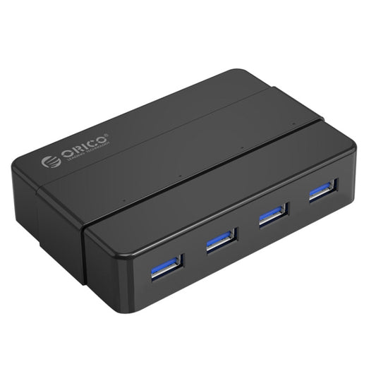 ORICO H4928-U3 ABS High Speed 4 Ports USB 3.0 HUB with 12V Power Adapter for Smartphones / Tablets(Black) - USB 3.0 HUB by ORICO | Online Shopping South Africa | PMC Jewellery | Buy Now Pay Later Mobicred