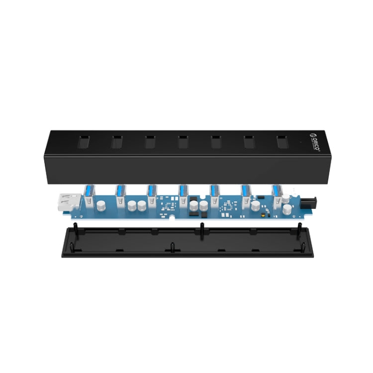 ORICO H7013-U3 ABS Material Desktop 7 Ports USB 3.0 HUB with 1m USB Cable(Black) - USB 3.0 HUB by ORICO | Online Shopping South Africa | PMC Jewellery | Buy Now Pay Later Mobicred