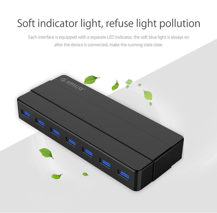 ORICO H7928-U3 ABS Material Desktop 7 Ports USB 3.0 HUB with 1m Cable(Black) - free shipping - PMC Jewellery - Order now!