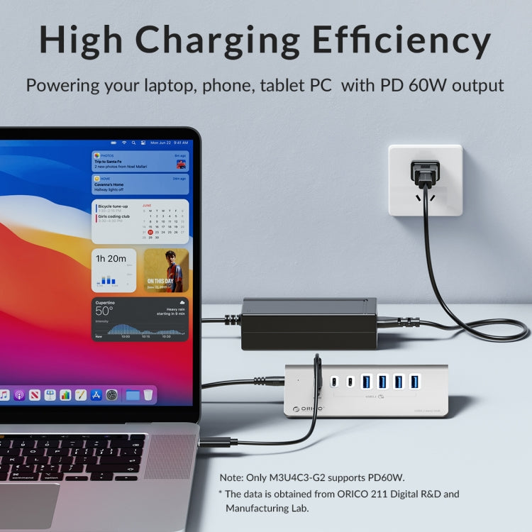 ORICO M3U4 Aluminum Alloy 4-Port USB 3.2 Gen1 10Gbps HUB (Silver) - free shipping - PMC Jewellery - Order now!