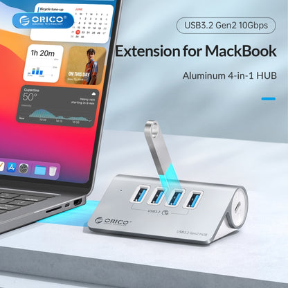 ORICO M3CU2 Aluminum Alloy 4-Port Type-C And USB 3.2 Gen2 10Gbps HUB(Silver) - USB 3.0 HUB by ORICO | Online Shopping South Africa | PMC Jewellery | Buy Now Pay Later Mobicred