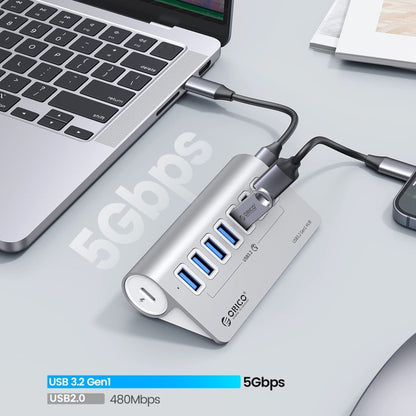 ORICO M3U7 Aluminum Alloy 7-Port USB 3.2 Gen1 5Gbps HUB with 1m Cable(Silver) - USB 3.0 HUB by ORICO | Online Shopping South Africa | PMC Jewellery | Buy Now Pay Later Mobicred