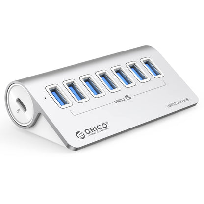 ORICO M3U7-G2 Aluminum Alloy 7-Port USB 3.2 Gen2 10Gbps HUB with 0.5m Cable (Silver) - USB 3.0 HUB by ORICO | Online Shopping South Africa | PMC Jewellery | Buy Now Pay Later Mobicred