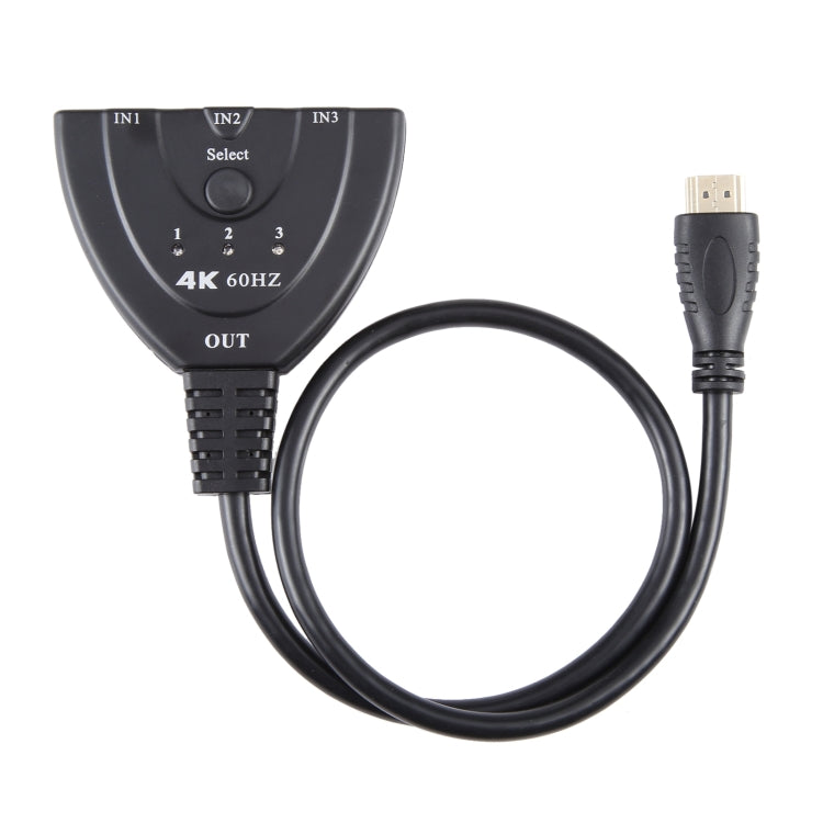 3 x 1 4K 60Hz YUV4:4:4 HDR HDMI Switcher with Pigtail HDMI Cable - Switch by PMC TechLife | Online Shopping South Africa | PMC TechLife | Buy Now Pay Later Mobicred
