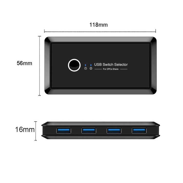 UK204V Drive-free USB 3.0 Switch Selector 2 USB Ports Sharing 4 USB Ports Switcher Adapter for Mouse, Keyboard, Printer - free shipping - PMC Jewellery - Order now!