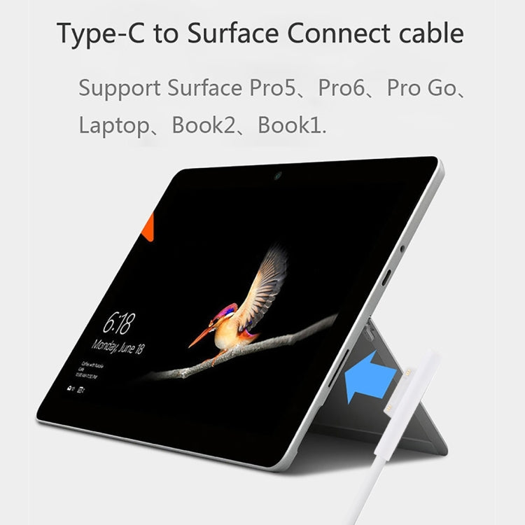 Surface Pro 7 / 6 / 5 to USB-C / Type-C Male Interfaces Power Adapter Charger Cable for Microsoft Surface Pro 7 / 6 / 5 / 4 / 3 / Microsoft Surface Go(White) - Power Cord by PMC TechLife | Online Shopping South Africa | PMC TechLife | Buy Now Pay Later Mobicred
