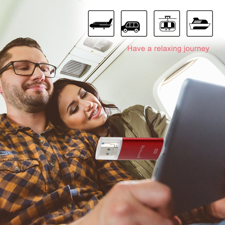 Richwell 3 in 1 16G Type-C + 8 Pin + USB 3.0 Metal Double Cover Push-pull Flash Disk with OTG Function(Black) - free shipping - PMC Jewellery - Order now!