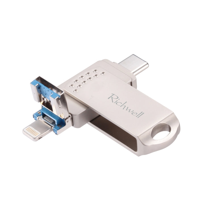 Richwell 32G Type-C + 8 Pin + USB 3.0 Metal Flash Disk with OTG Function(Silver) - free shipping - PMC Jewellery - Order now!
