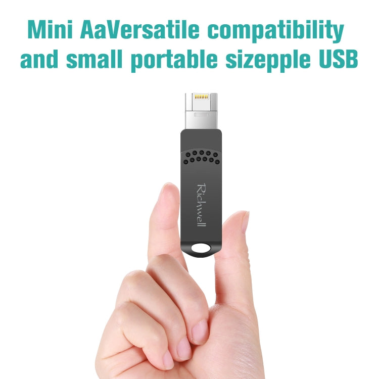 Richwell 32G Type-C + 8 Pin + USB 3.0 Metal Flash Disk with OTG Function(Silver) - free shipping - PMC Jewellery - Order now!