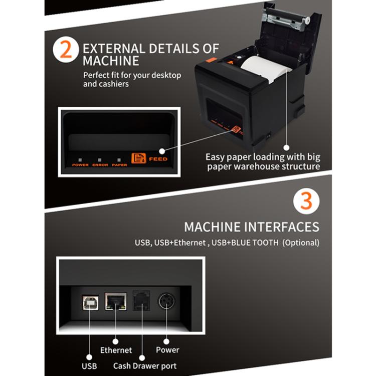 ZJ-8360-L USB Bluetooth Wireless Auto-cutter 80mm Thermal Receipt Printer(US Plug) - Receipt Printers by PMC TechLife | Online Shopping South Africa | PMC TechLife | Buy Now Pay Later Mobicred