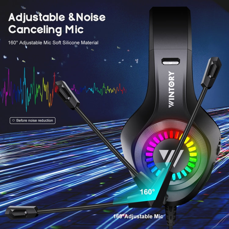 Wintory M3 USB + 3.5mm 4 Pin Adjustable RGB Light Gaming Headset with Mic (Black) - Multimedia Headset by Wintory | Online Shopping South Africa | PMC Jewellery | Buy Now Pay Later Mobicred