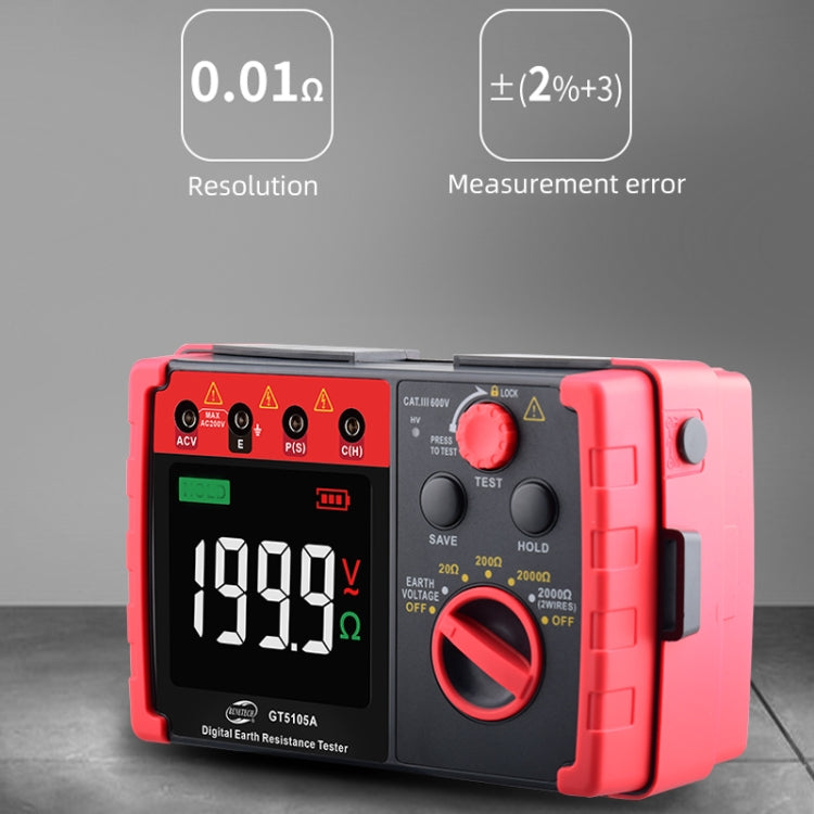 BENETECH GT5105A Professional LCD Digital Resistance Tester Meter Megger Earth Ground Resistance Voltage Tester - free shipping - PMC Jewellery - Order now!
