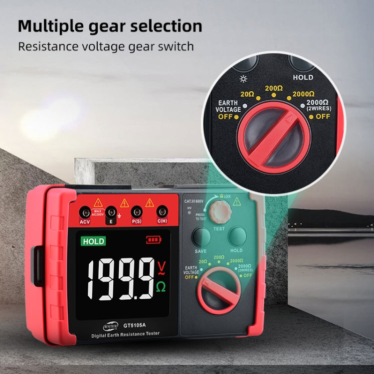 BENETECH GT5105A Professional LCD Digital Resistance Tester Meter Megger Earth Ground Resistance Voltage Tester - free shipping - PMC Jewellery - Order now!