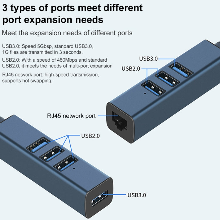 RDS 6307-4 USB-C / Type-C to USB3.0 + Triple USB2.0 4 in 1 HUB Adapter - USB HUB by PMC TechLife | Online Shopping South Africa | PMC TechLife | Buy Now Pay Later Mobicred