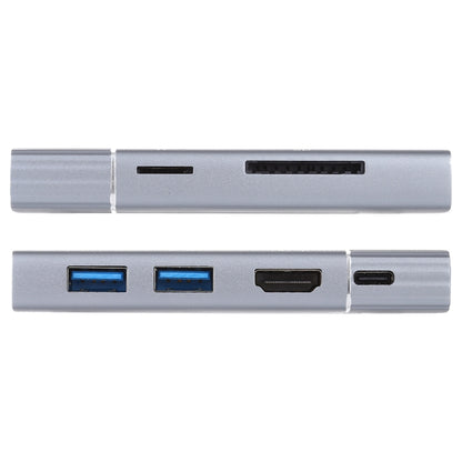 7 In 1 Dual USB 3.0 + TF/SD + HDMI/VGA + 3.5mm Jack + Type-C / USB-C Multi-function USB-C Dock Station - USB HUB by PMC Jewellery | Online Shopping South Africa | PMC Jewellery | Buy Now Pay Later Mobicred